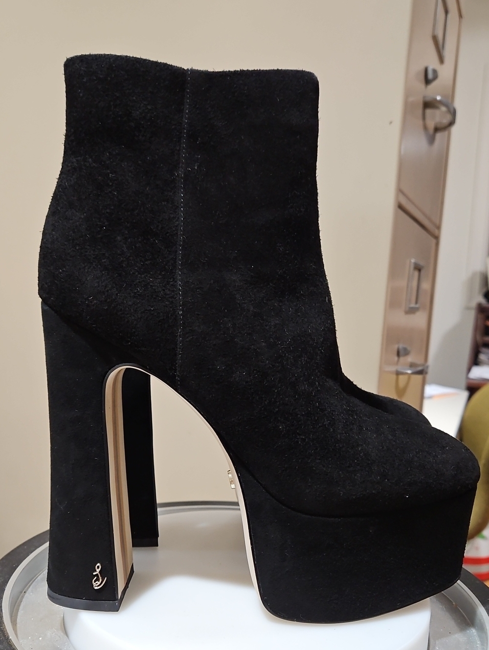 Sam Edelman Black Suede Platform Ankle Boots